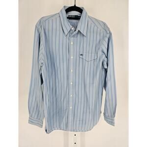 Polo by Ralph Lauren Men Sz L Long Sleeve Dress Shirt Light Blue Vertical Stripe